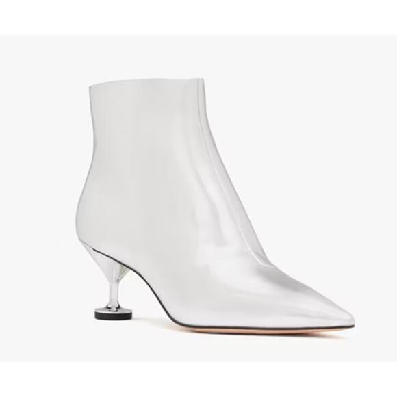 Kate Spade Women Garnish Zip-up Pump Booties Size 8.5 Silver NWT - Picture 6 of 8